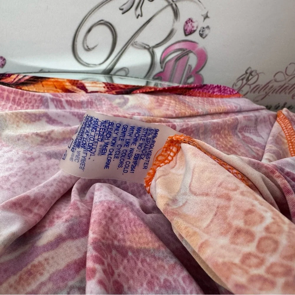 Nygard top asymmetrical hem fairy with cinch tie waist stretchy snake print 🌅 - Picture 11 of 11